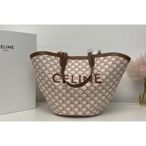 Celine MEDIUM COUFFIN BAG IN Red TRIOMPHE CANVAS CELINE PRINT