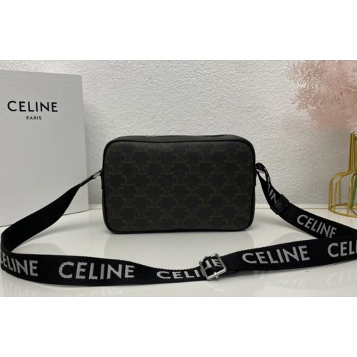 Celine MEDIUM MESSENGER BAG IN Black TRIOMPHE CANVAS Celine MEDIUM MESSENGER BAG IN Black TRIOMPHE CANVAS