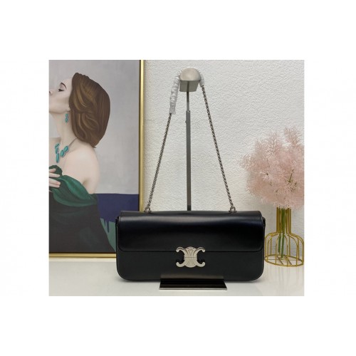 Celine CHAIN SHOULDER BAG TRIOMPHE IN BLACK SHINY CALFSKIN Celine CHAIN SHOULDER BAG TRIOMPHE IN BLACK SHINY CALFSKIN