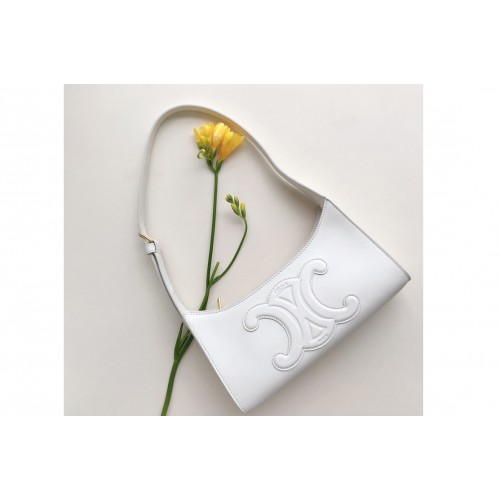 Celine SHOULDER BAG CUIR TRIOMPHE IN White SMOOTH CALFSKIN