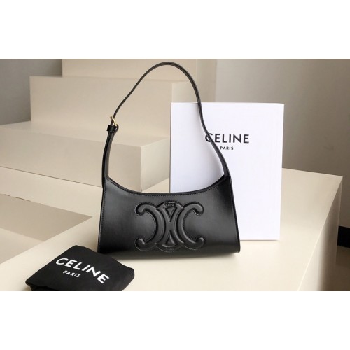 Celine SHOULDER BAG CUIR TRIOMPHE IN Black SMOOTH CALFSKIN
