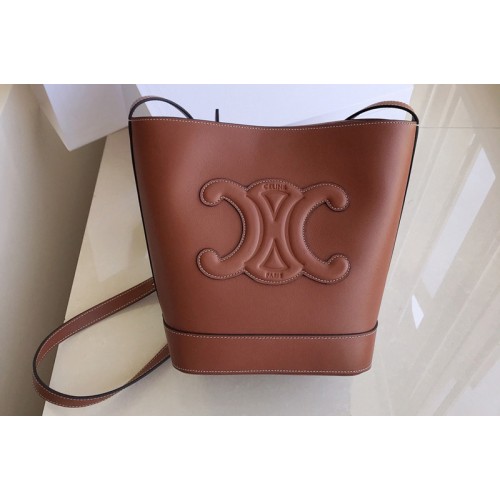 Celine SMALL BUCKET CUIR TRIOMPHE IN Brown SMOOTH CALFSKIN