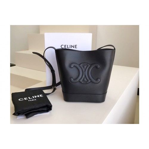 Celine SMALL BUCKET CUIR TRIOMPHE IN BLACK SMOOTH CALFSKIN