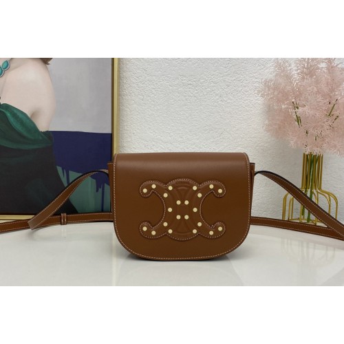 Celine FOLCO CUIR TRIOMPHE bag IN Tan SMOOTH CALFSKIN WITH STUDS