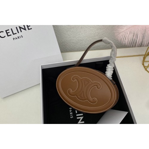 Celine OVAL MINAUDIERE CUIR TRIOMPHE IN TAN SMOOTH CALFSKIN