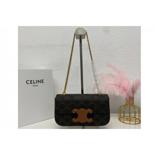 Celine CHAIN SHOULDER BAG CUIR TRIOMPHE IN TRIOMPHE CANVAS AND TAN CALFSKIN Celine CHAIN SHOULDER BAG CUIR TRIOMPHE IN TRIOMPHE CANVAS AND TAN CALFSKIN