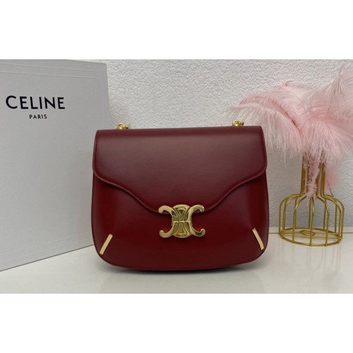 Celine CHAIN BESACE TRIOMPHE Bag IN Red SHINY CALFSKIN