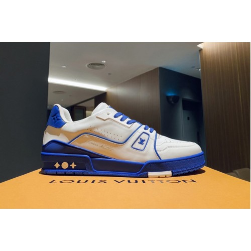 Louis Vuitton 1A8SJJ Trainer sneaker in Blue Calf leather Louis Vuitton 1A8SJJ Trainer sneaker in Blue Calf leather