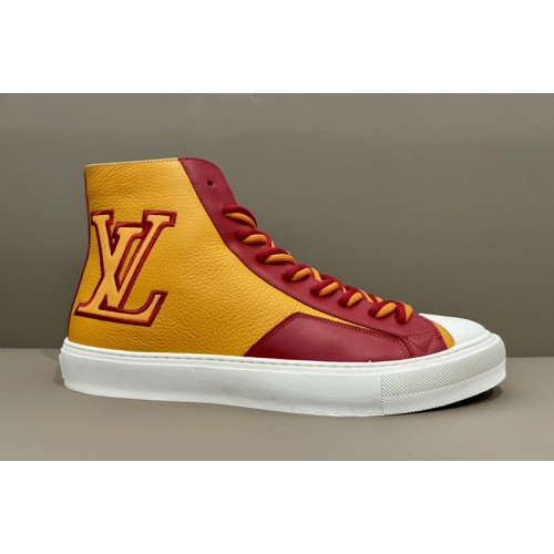 Louis Vuitton 1A8XX5 Tattoo sneaker boot in Orange Grained calf leather