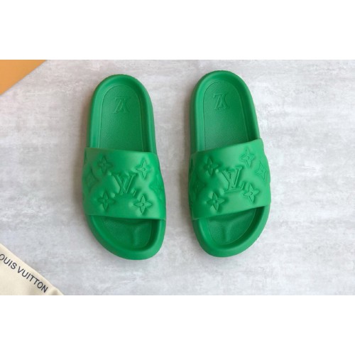 Louis Vuitton 1A9FK3 Waterfront mule Sandal in Green Monogram-embossed rubber Louis Vuitton 1A9FK3 Waterfront mule Sandal in Green Monogram-embossed rubber