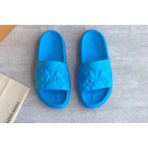 Louis Vuitton 1A9FK3 Waterfront mule Sandal in Blue Monogram-embossed rubber