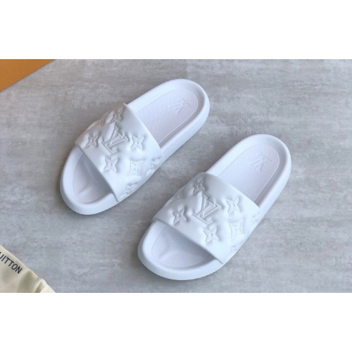 Louis Vuitton 1A9FK3 Waterfront mule Sandal in White Monogram-embossed rubber