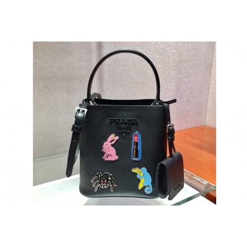 Prada 1BA217 Panier Small bag Black Saffiano leather Prada 1BA217 Panier Small bag Black Saffiano leather