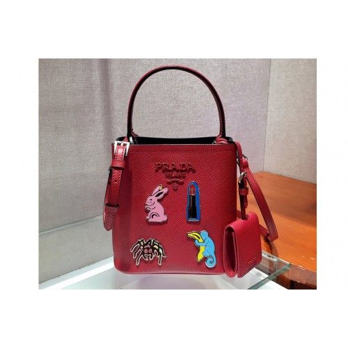 Prada 1BA217 Panier Small bag Red Saffiano leather