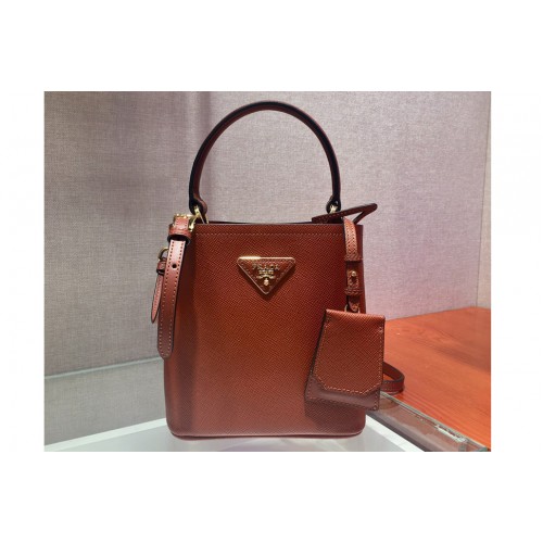 Prada 1BA217 Panier Small bag Brown Saffiano leather