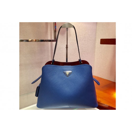 Prada 1BA249 Matinee handbags Blue Saffiano leather