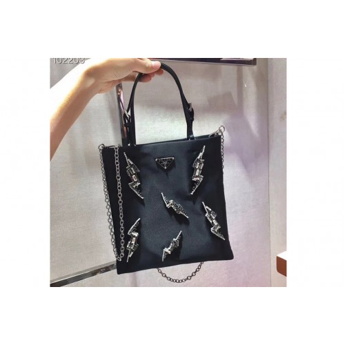 Prada 1BA252 handbags Black Nylon with Crystal Prada 1BA252 handbags Black Nylon with Crystal
