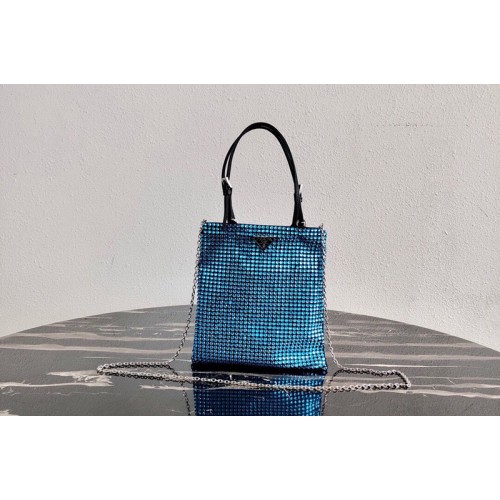 Prada 1BA253 Embellished nylon bag in Blue Nylon Prada 1BA253 Embellished nylon bag in Blue Nylon