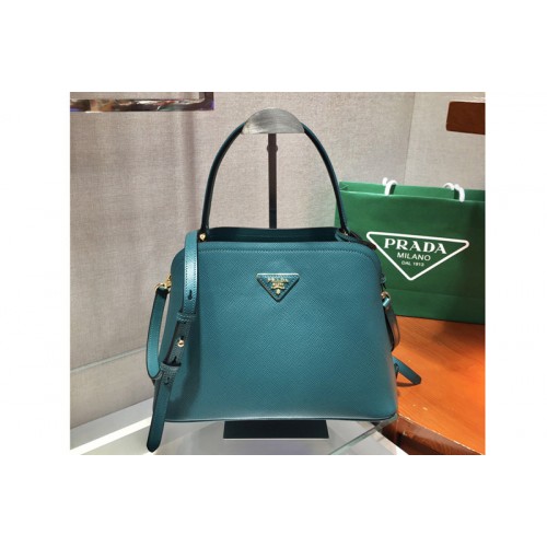Prada 1BA282 Medium Saffiano Leather Prada Matinee Bag in Blue Saffiano Leather