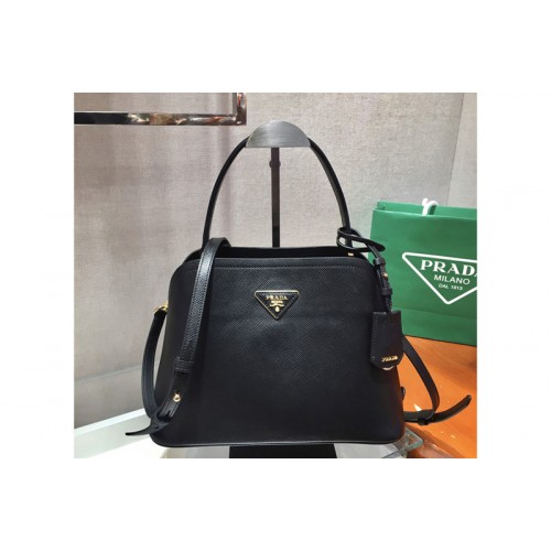 Prada 1BA282 Medium Saffiano Leather Prada Matinee Bag in Black Saffiano Leather