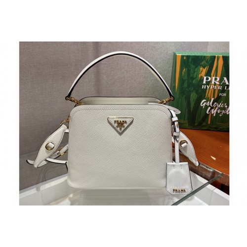 Prada 1BA286 Matinee Micro Saffiano leather bag in White Saffiano leather