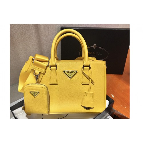 Prada 1BA296 Galleria Small Saffiano Leather Bags in Yellow Saffiano Leather Prada 1BA296 Galleria Small Saffiano Leather Bags in Yellow Saffiano Leather