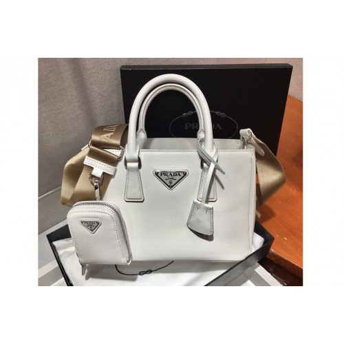 Prada 1BA296 Galleria Small Saffiano Leather Bags in White Saffiano Leather Prada 1BA296 Galleria Small Saffiano Leather Bags in White Saffiano Leather