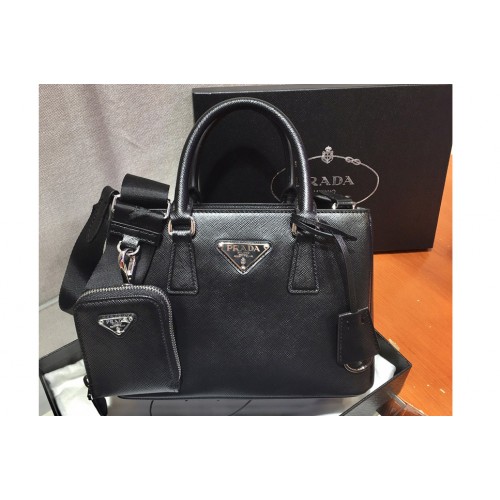 Prada 1BA296 Galleria Small Saffiano Leather Bags in Black Saffiano Leather
