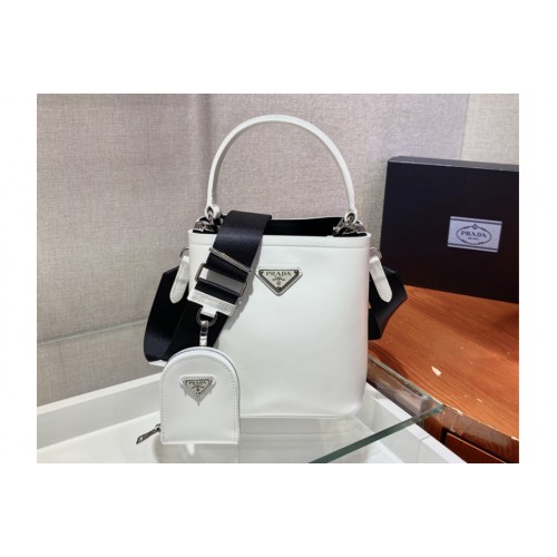 Prada 1BA319 Saffiano Leather Prada Panier Bag in White Leather