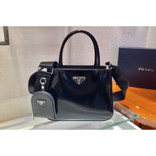 Prada 1BA320 Prada Galleria brushed leather small bag in Black Leather