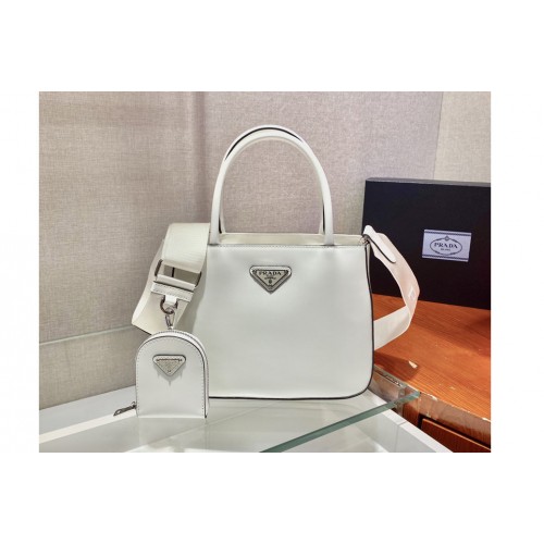 Prada 1BA320 Prada Galleria brushed leather small bag in White Leather