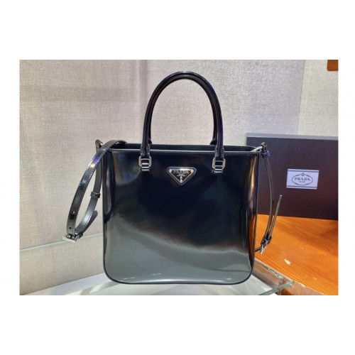 Prada 1BA330 Brushed leather tote bag in Black Leather