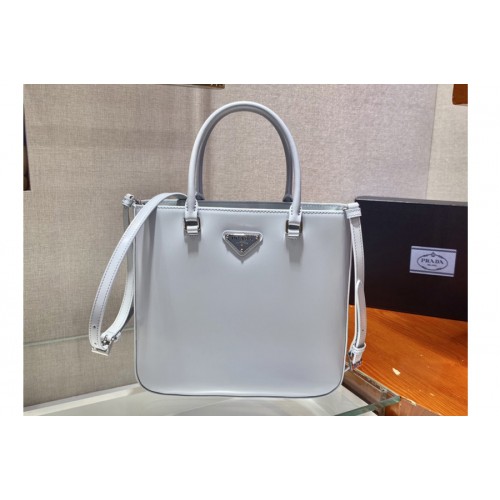 Prada 1BA330 Brushed leather tote bag in Blue Leather