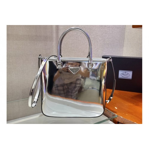 Prada 1BA330 Brushed leather tote bag in Silver Leather Prada 1BA330 Brushed leather tote bag in Silver Leather