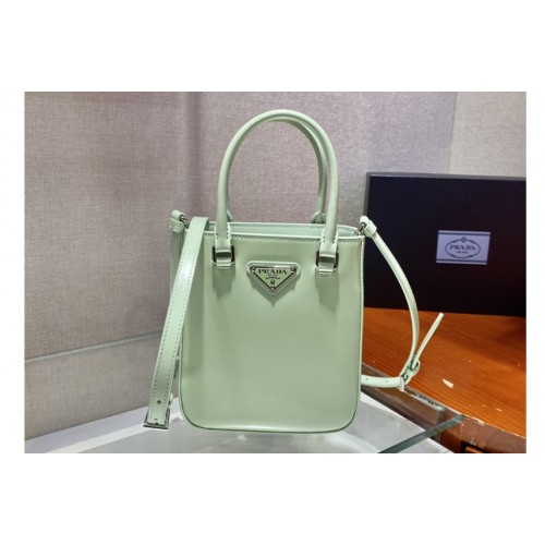Prada 1BA331 Small brushed leather tote Bag in Green Leather