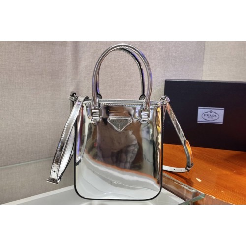 Prada 1BA331 Small brushed leather tote Bag in Silver brushed leather Prada 1BA331 Small brushed leather tote Bag in Silver brushed leather