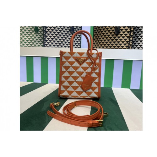 Prada 1BA355 Symbole jacquard fabric micro bag in Orange White
