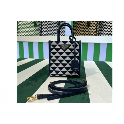 Prada 1BA355 Symbole jacquard fabric micro bag in Blue White