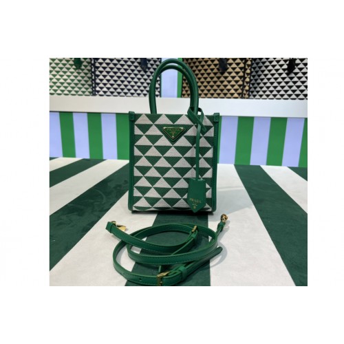 Prada 1BA355 Symbole jacquard fabric micro bag in Green White Prada 1BA355 Symbole jacquard fabric micro bag in Green White