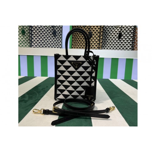 Prada 1BA355 Symbole jacquard fabric micro bag in Black White Prada 1BA355 Symbole jacquard fabric micro bag in Black White