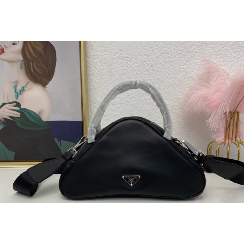 Prada 1BB082 Leather Prada Triangle bag in Black Leather