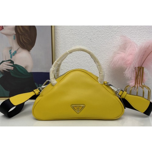 Prada 1BB082 Leather Prada Triangle bag in Yellow Leather