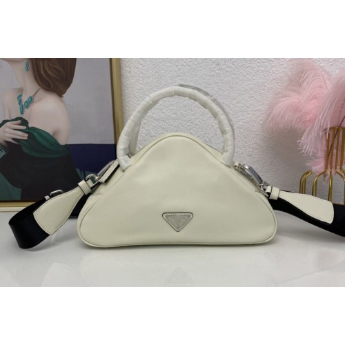 Prada 1BB082 Leather Prada Triangle bag in White Leather