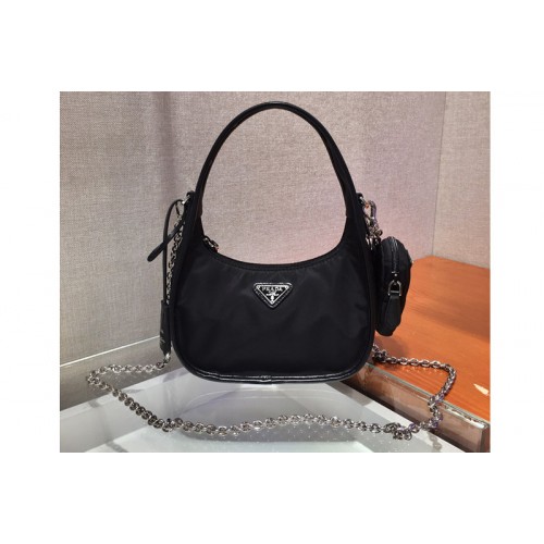 Prada 1BC114 Nylon Re-Edtion Hobo Bags Black Nylon Prada 1BC114 Nylon Re-Edtion Hobo Bags Black Nylon