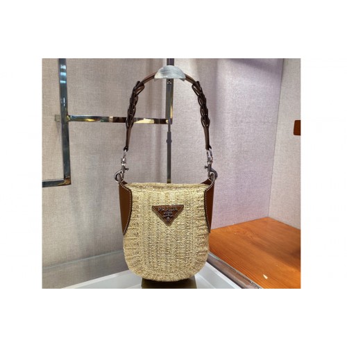 Prada 1BC126 Raffia and Leather Bag