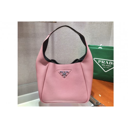 Prada 1BC127 Leather Bucket Handbag in Pink Calf Leather