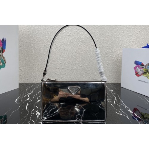 Prada 1BC155 Brushed leather mini-bag in Silver brushed leather