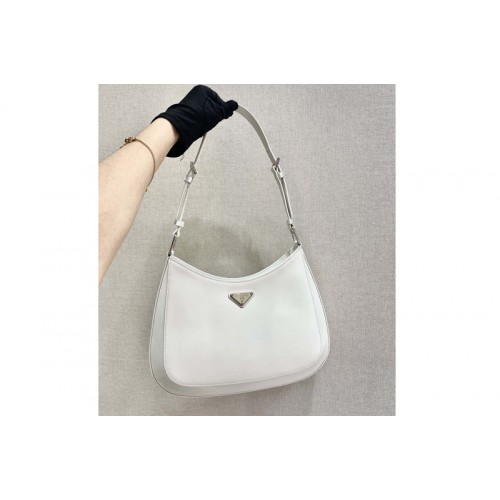 Prada 1BC156 Prada Cleo brushed leather shoulder bag in White brushed leather