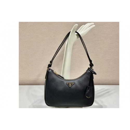 Prada 1BC204 Saffiano leather mini-bag on Black Leather