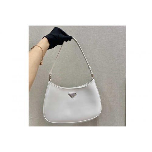 Prada 1BC499 Prada Cleo brushed leather shoulder bag in White brushed leather